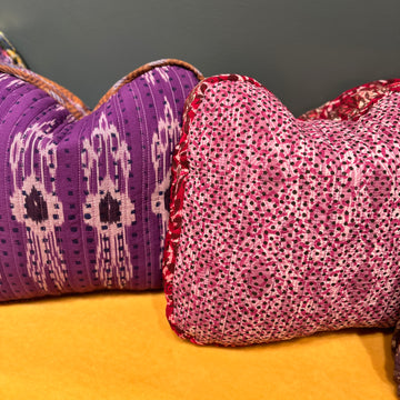 Handblocked Pillow in Indigo Spring Regalia