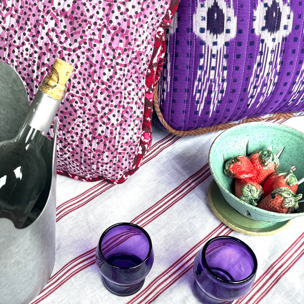 Handblocked Pillow in Rose Plum Spice, Rectangle