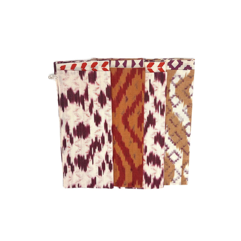 Set of 4 Hand Blocked Napkins in Cocoa Cinnamon Current