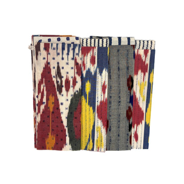 Set of 4 Hand Blocked Napkins in Ikat Confusion