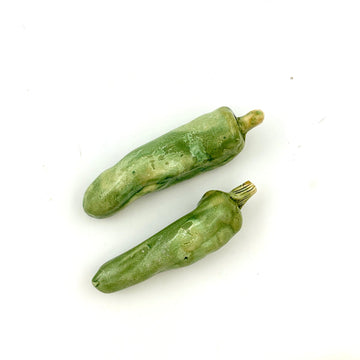 Hand Enameled Ceramic Green Chili Pepper, Medium