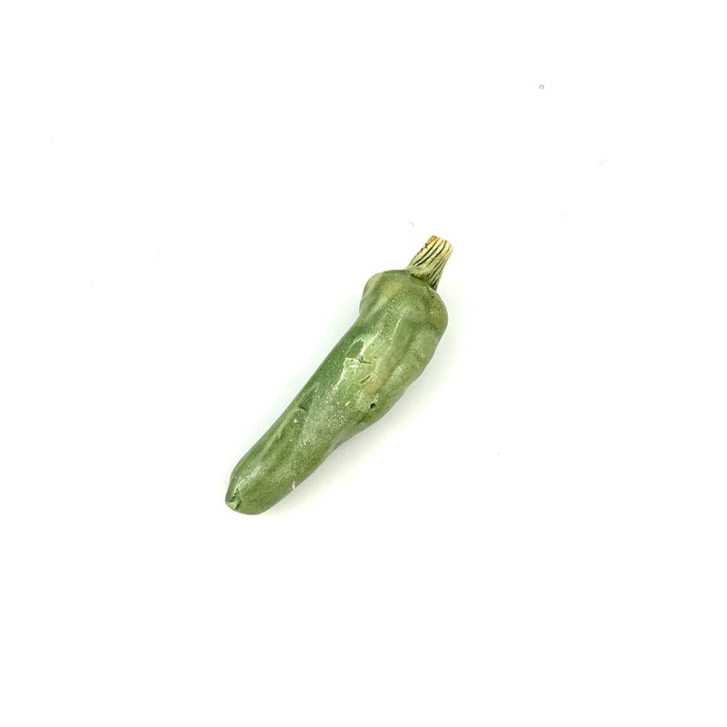 Hand Enameled Ceramic Green Chili Pepper, Medium