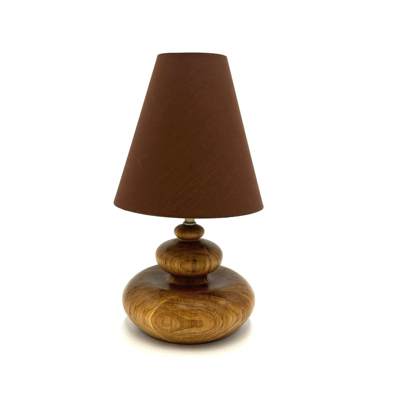 Hand-Turned Wooden Lamp, Small Round