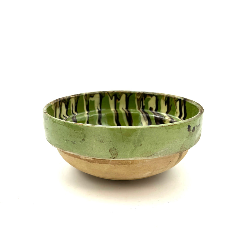 Romanian Drip Glaze Bowl, Medium Green