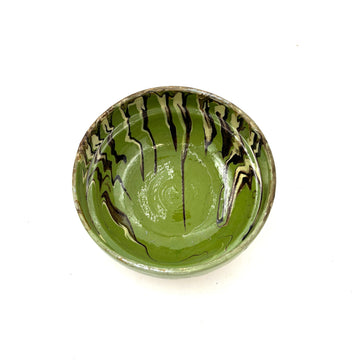 Romanian Drip Glaze Bowl, Small Green