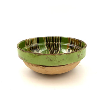 Romanian Drip Glaze Bowl, Medium Green