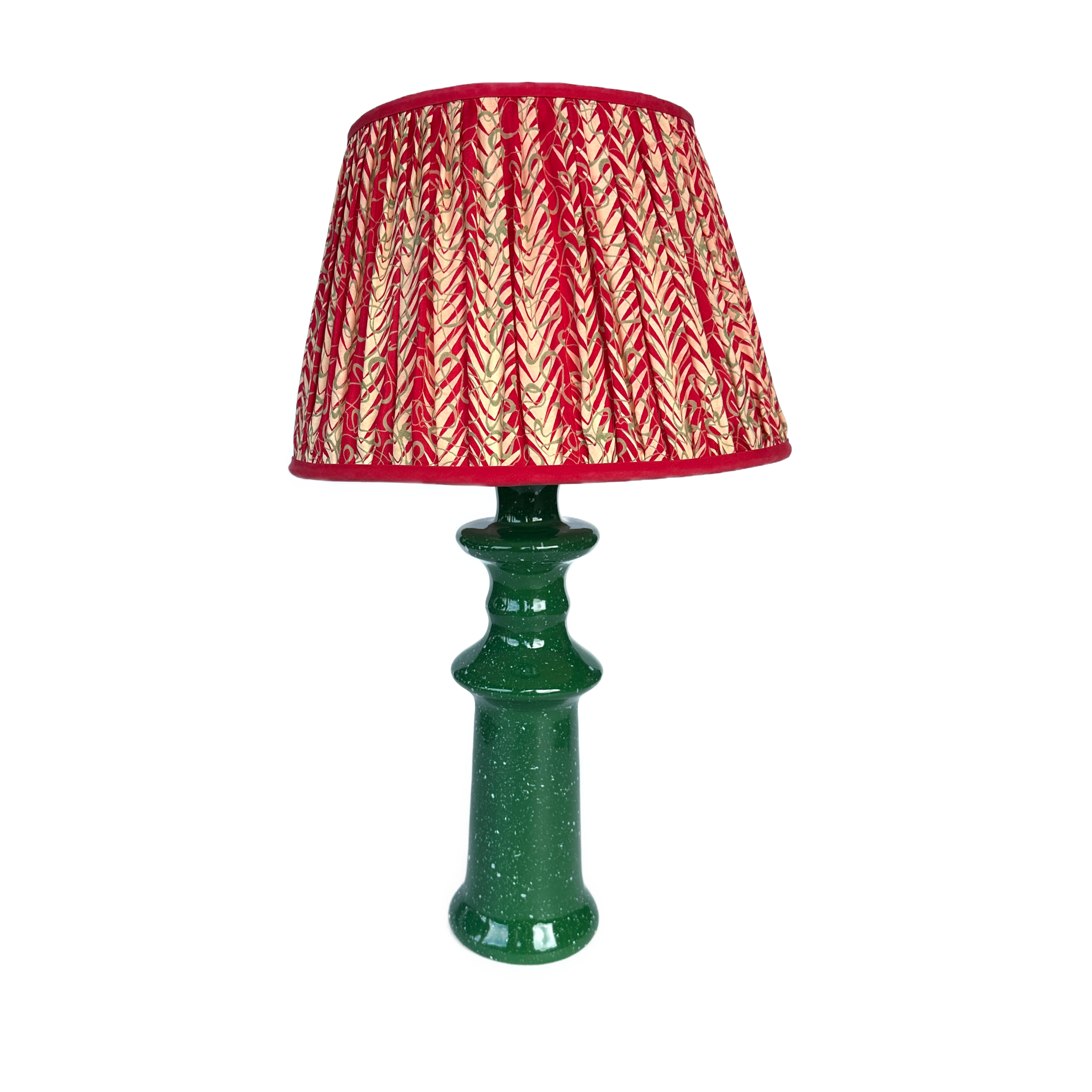 14" Lamp Shade in Hand-Blocked Silk, Flame Stitch