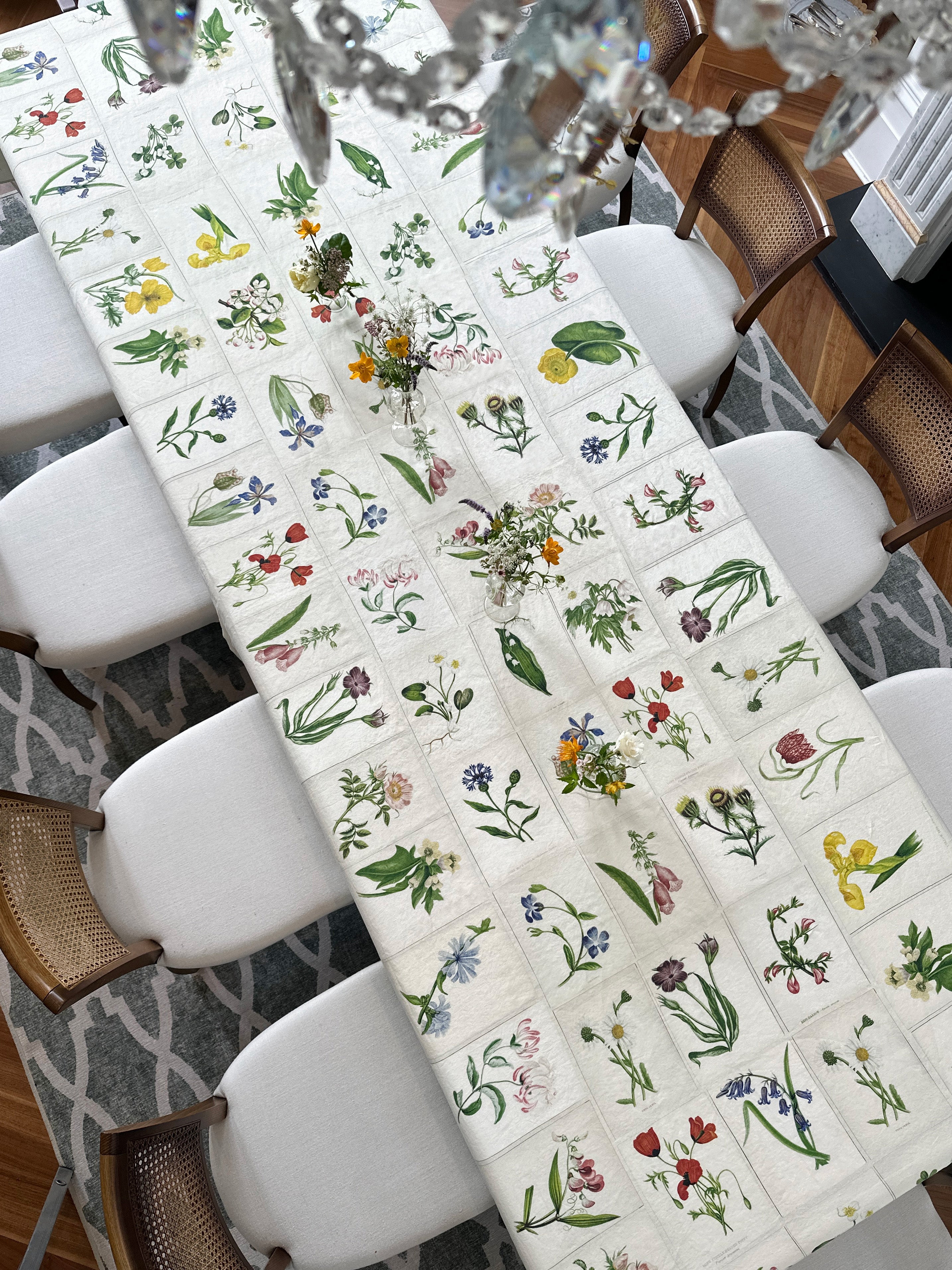 Summerill & Bishop Botanical Tiles Linen Tablecloth