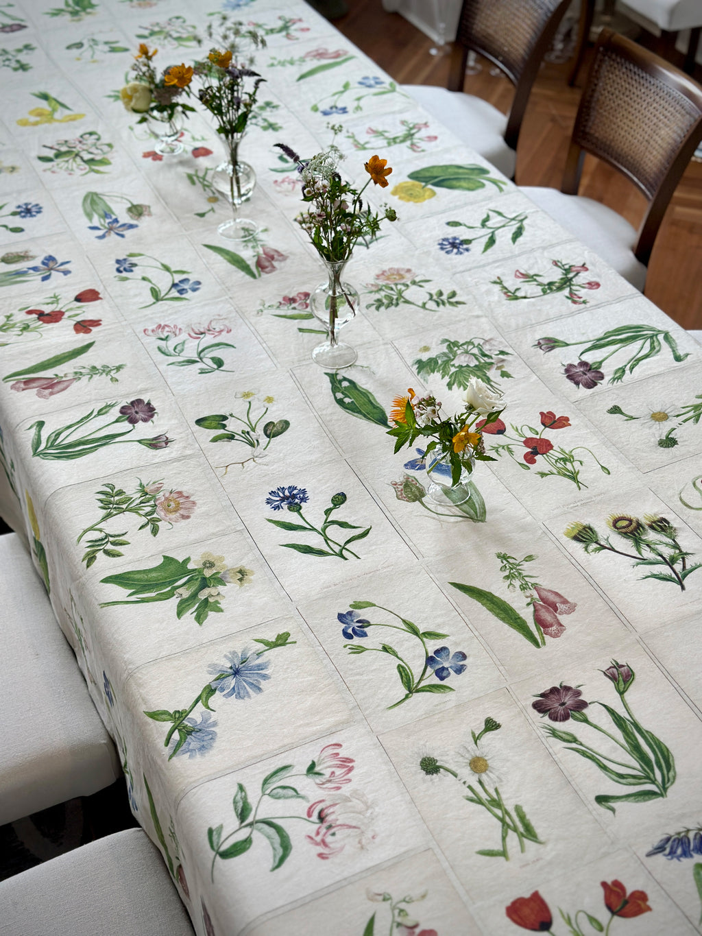 Summerill & Bishop Botanical Tiles Linen Tablecloth