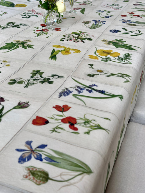 Summerill & Bishop Botanical Tiles Linen Tablecloth