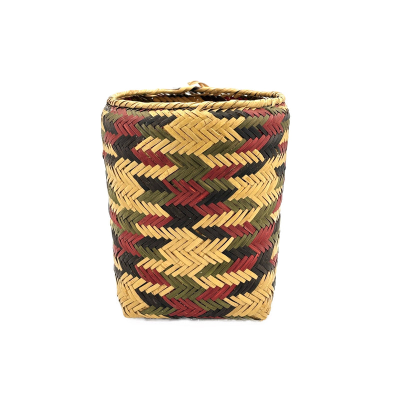 Vintage Mississippi Choctaw Basket, Green, Black Red