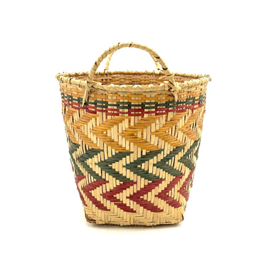 Vintage Mississippi Choctaw Basket, Yellow, Indigo & Red