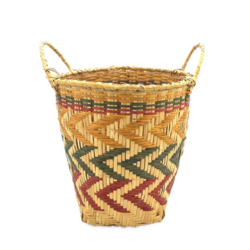 Vintage Mississippi Choctaw Basket, Yellow, Indigo & Red