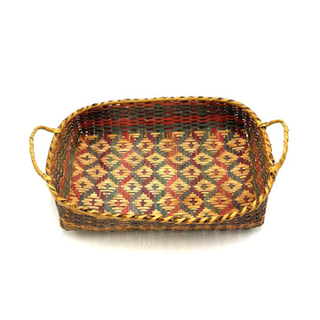 Vintage Mississippi Choctaw Vegetable Basket, Blue and Red