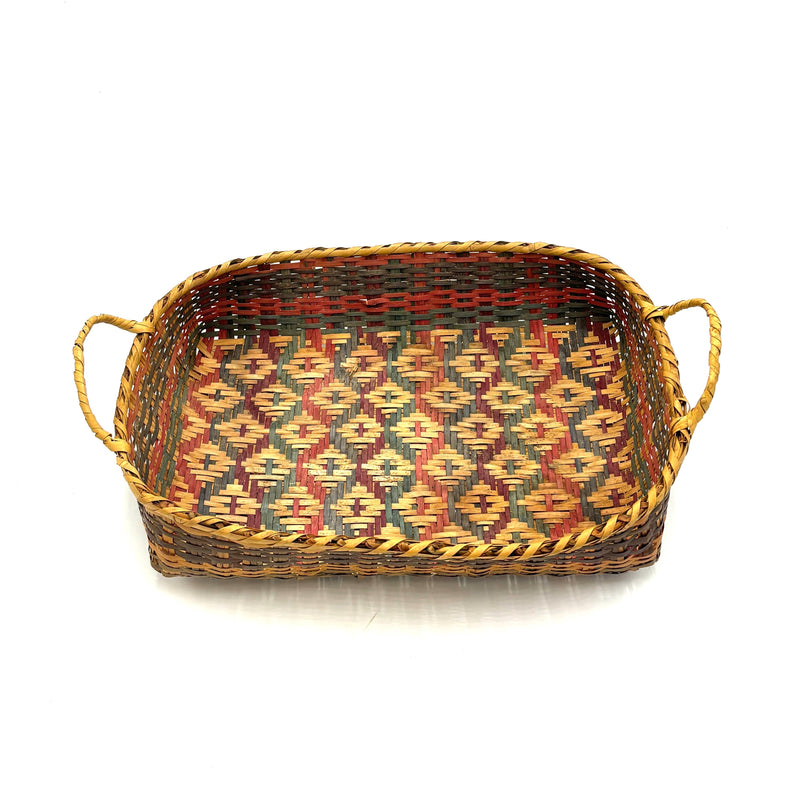 Vintage Mississippi Choctaw Vegetable Basket, Blue and Red