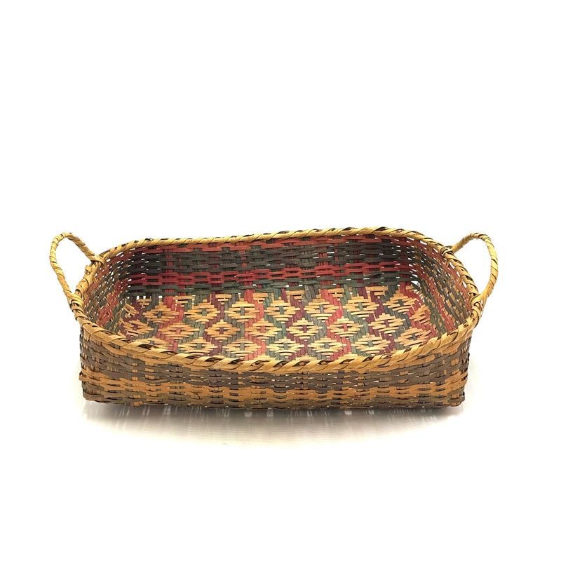 Vintage Mississippi Choctaw Vegetable Basket, Blue and Red