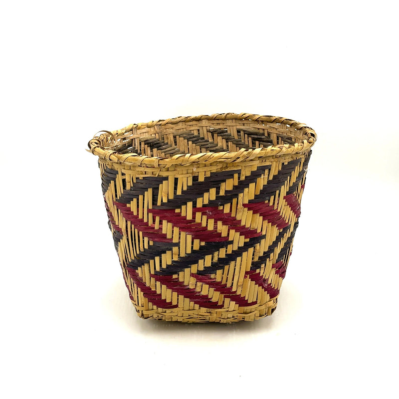 Vintage Mississippi Choctaw Basket, Red and Indigo