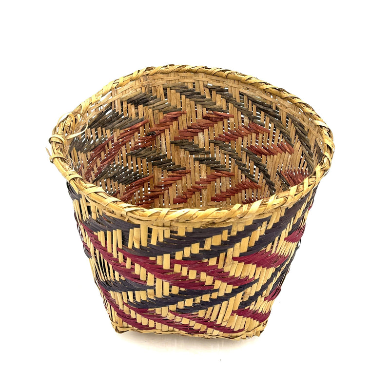 Vintage Mississippi Choctaw Basket, Red and Indigo