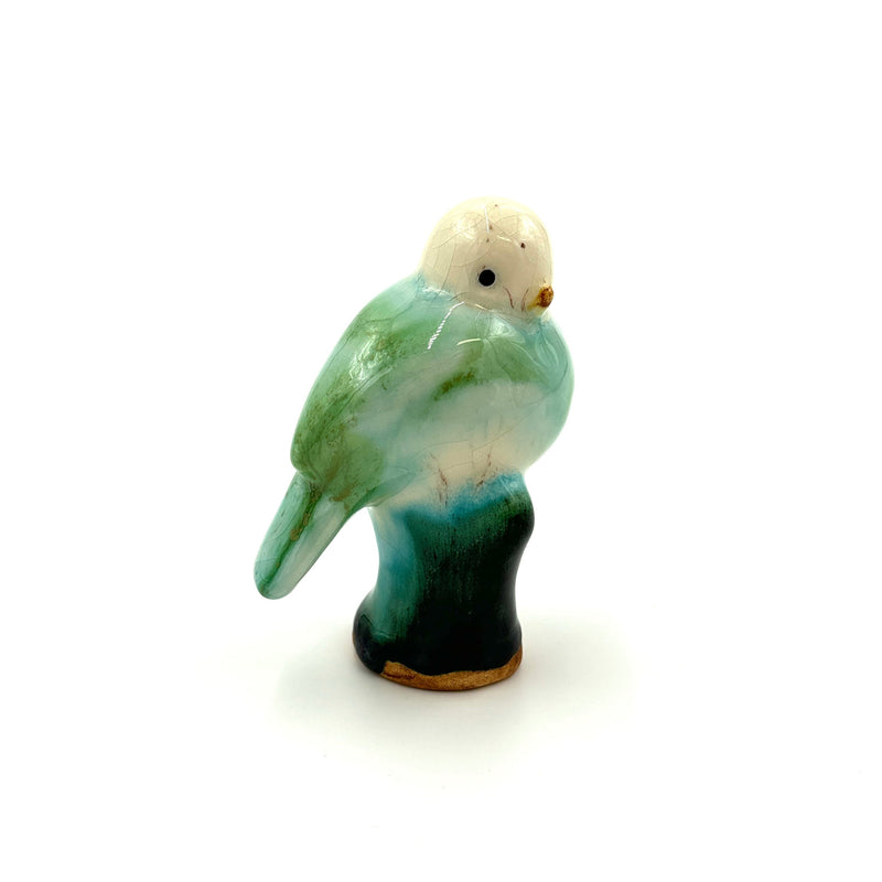 Songbird on Branch, Green, Teal, White