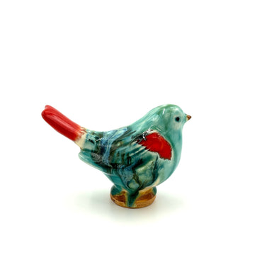 Medium Songbird, Teal, Green, Red