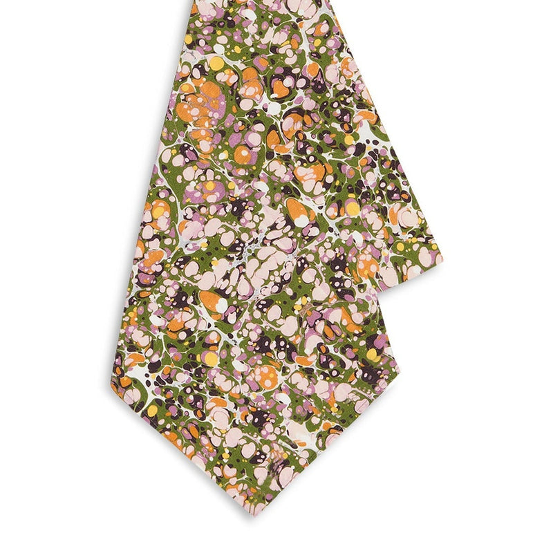 Summerill & Bishop Marble Linen Napkin, Green, Rose, Pink & Orange
