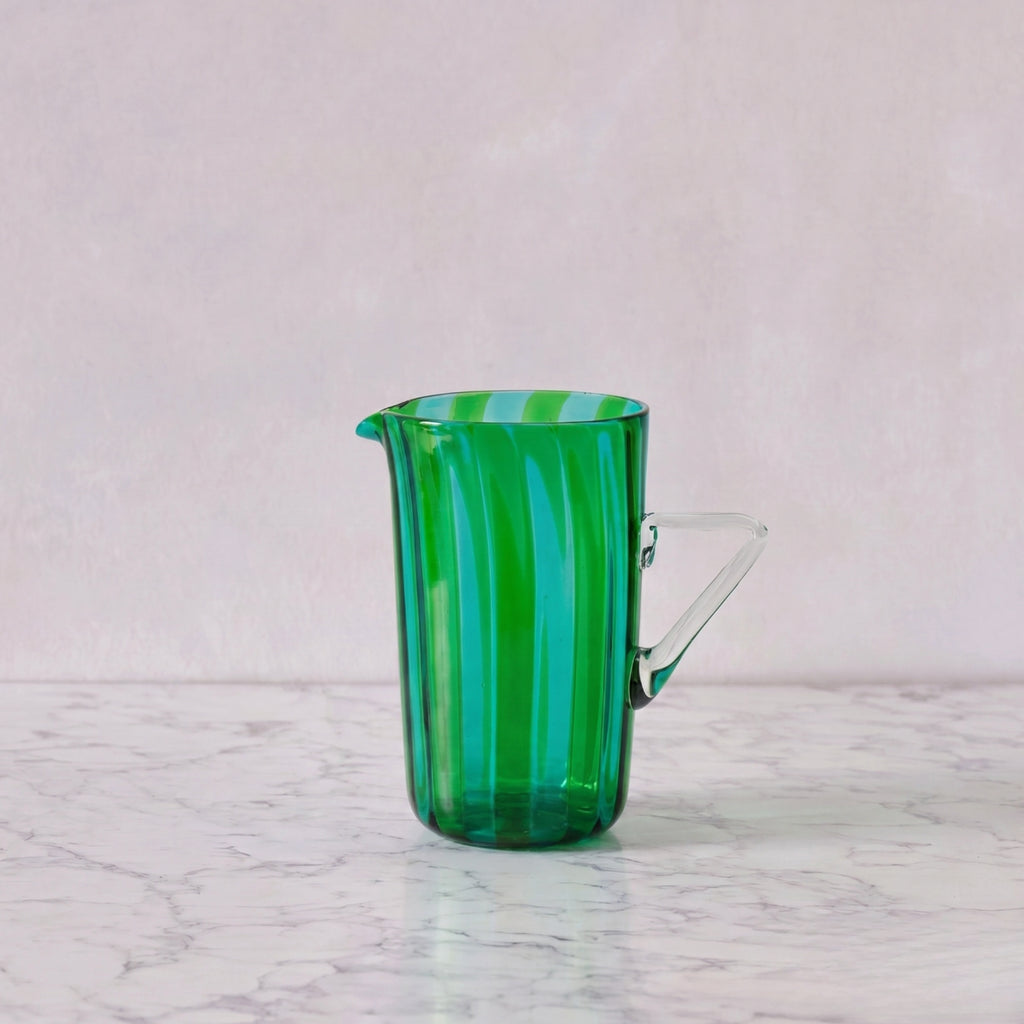 Murano Glass Pitcher, Marine Green & Green