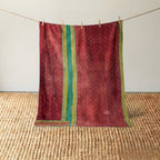 Vintage Indian Kantha Quilt, Indigo & Blush