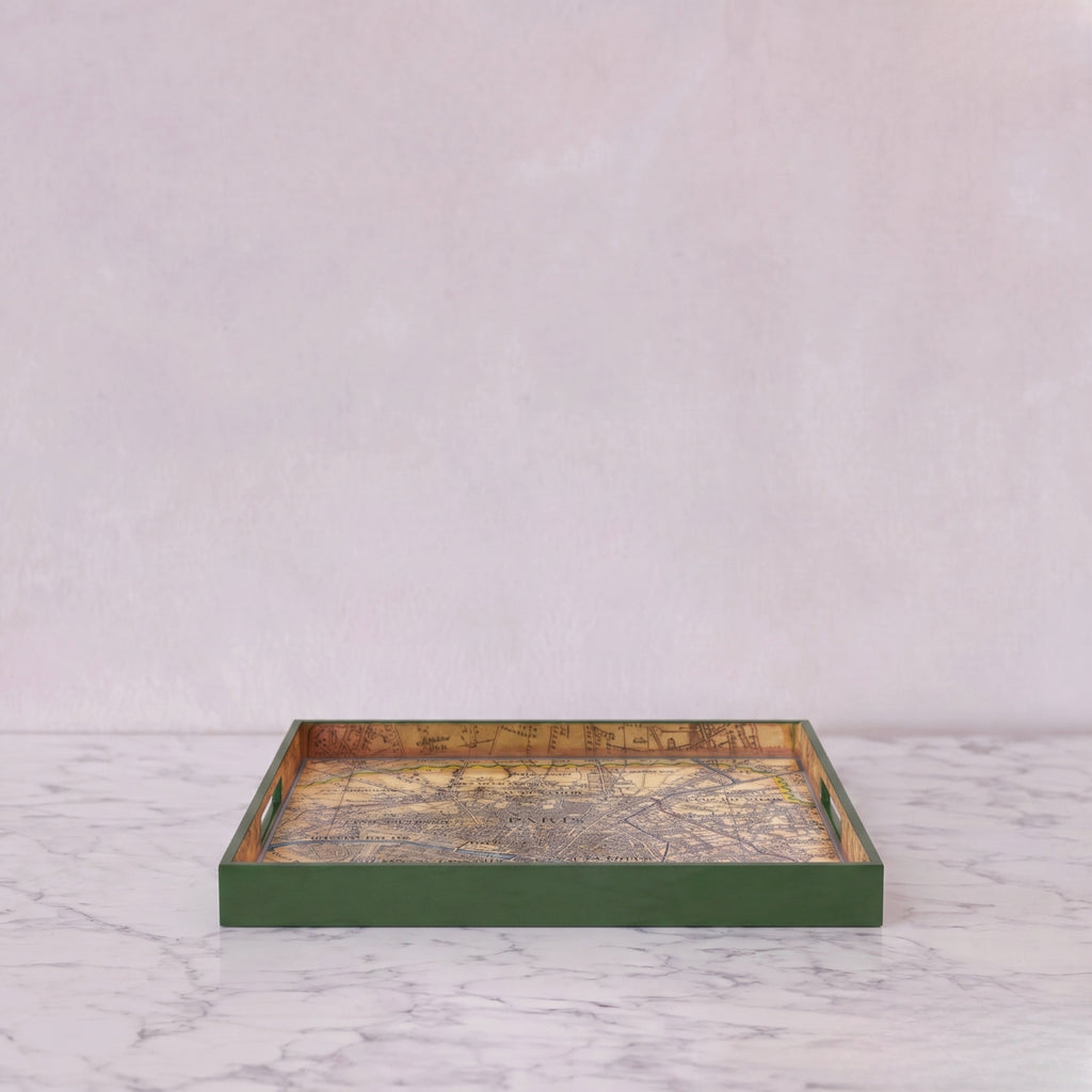 Summerill and Bishop Gold Leaf Lacquered 'Paris Map' Tray