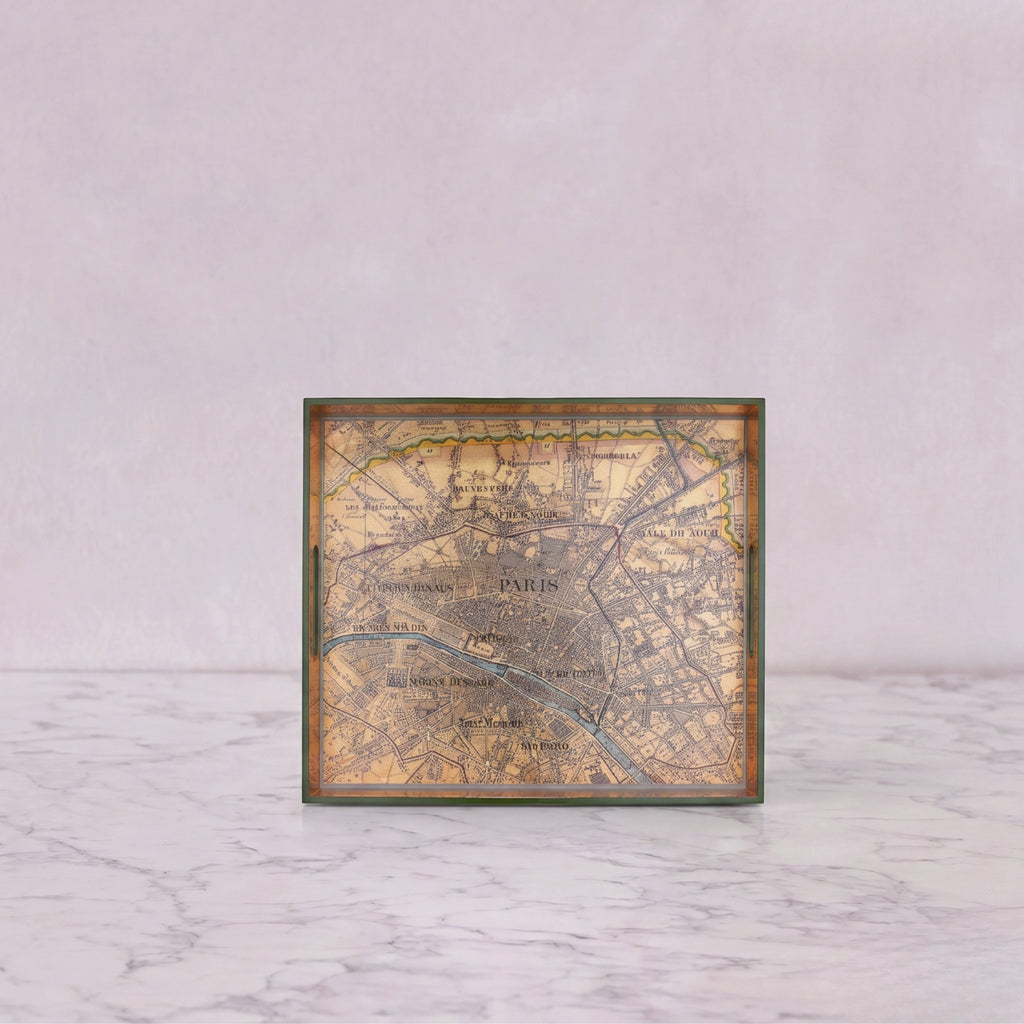 Summerill and Bishop Gold Leaf Lacquered 'Paris Map' Tray