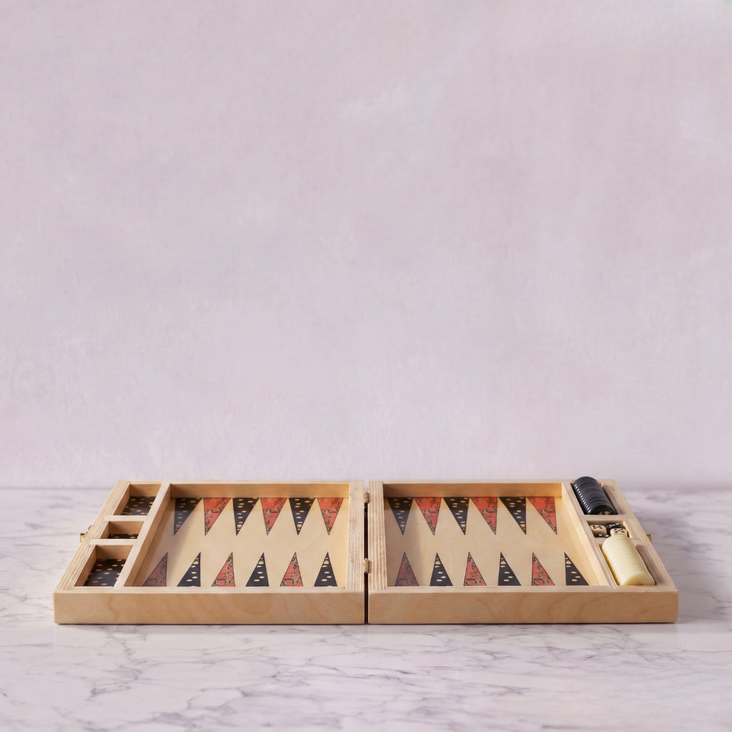 Travel Backgammon Set, Salmon Swirl