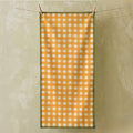 Summerill & Bishop 'Gingham' Linen Tablecloth in Mustard Yellow with Avocado Green Trim