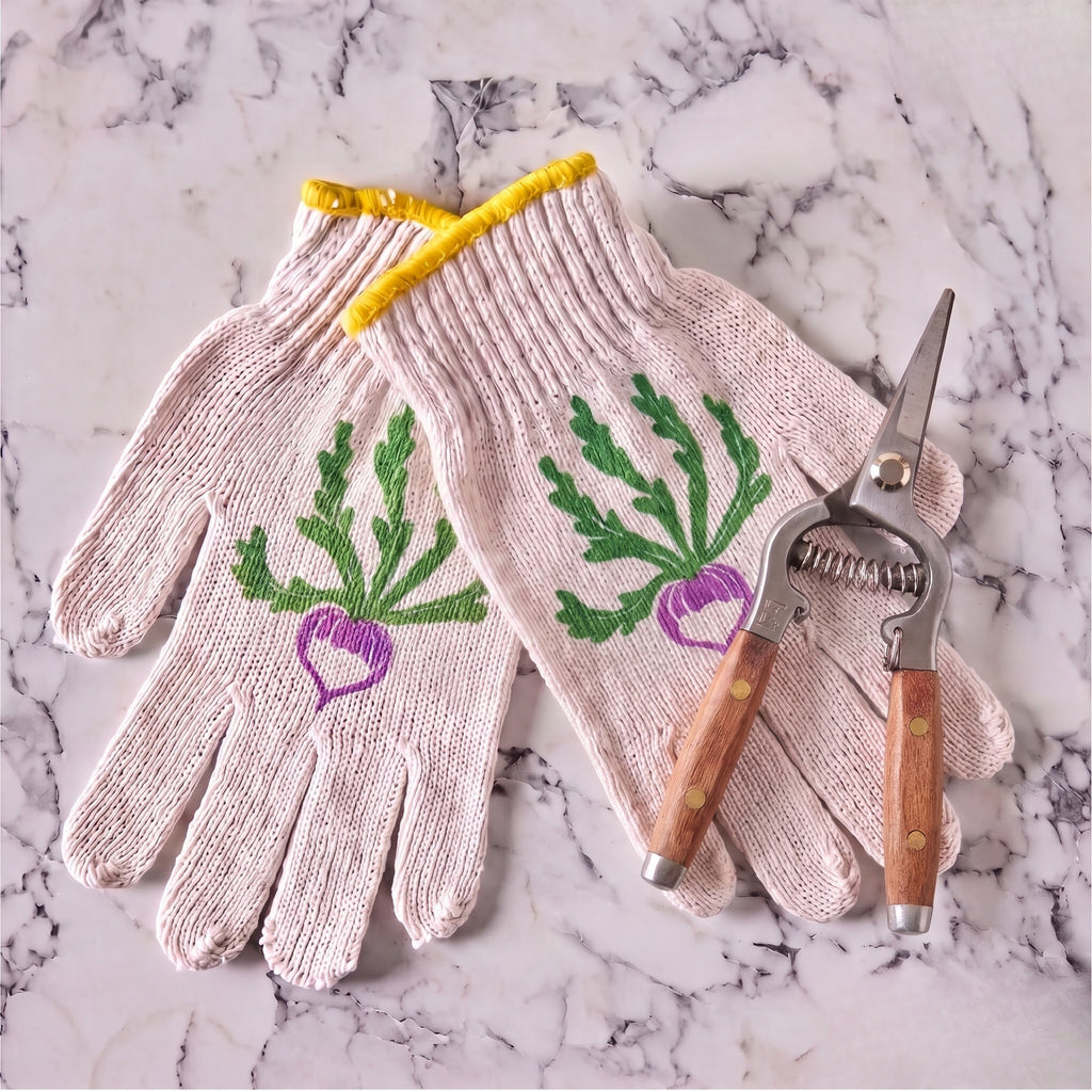 Turnip Gardening Glove and Rosewood Flower Snips Gift Set