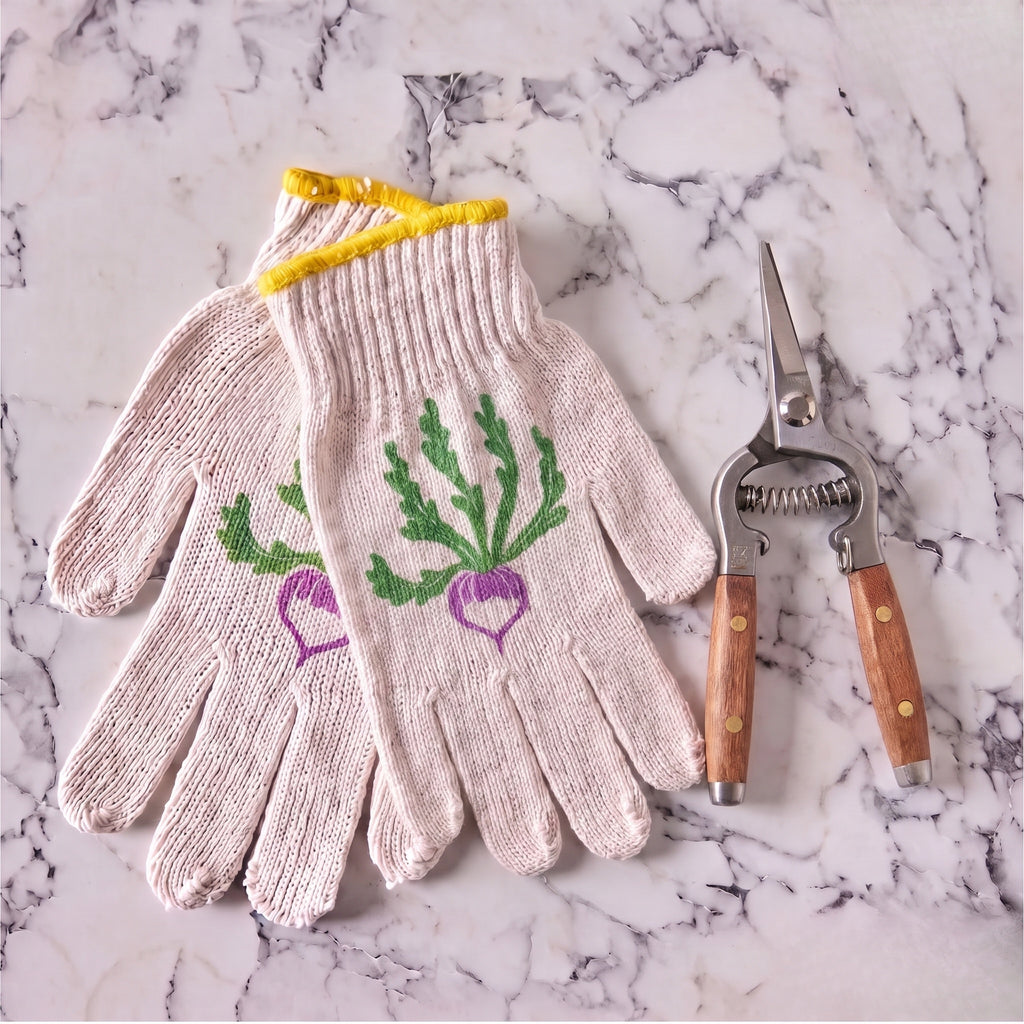 Turnip Gardening Glove and Rosewood Flower Snips Gift Set