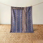 Vintage Indian Kantha Quilt, Indigo & Blush