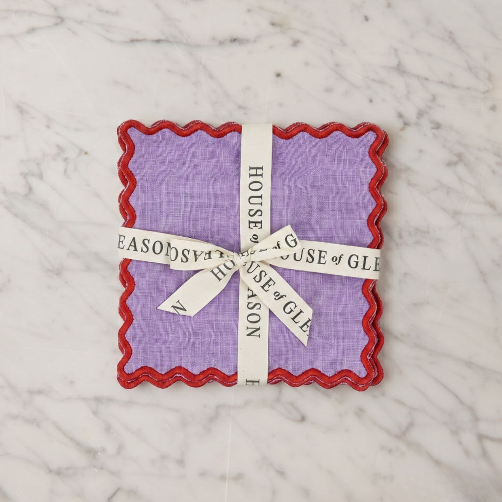 Set of 4 Lilac Linen Cocktail Napkins