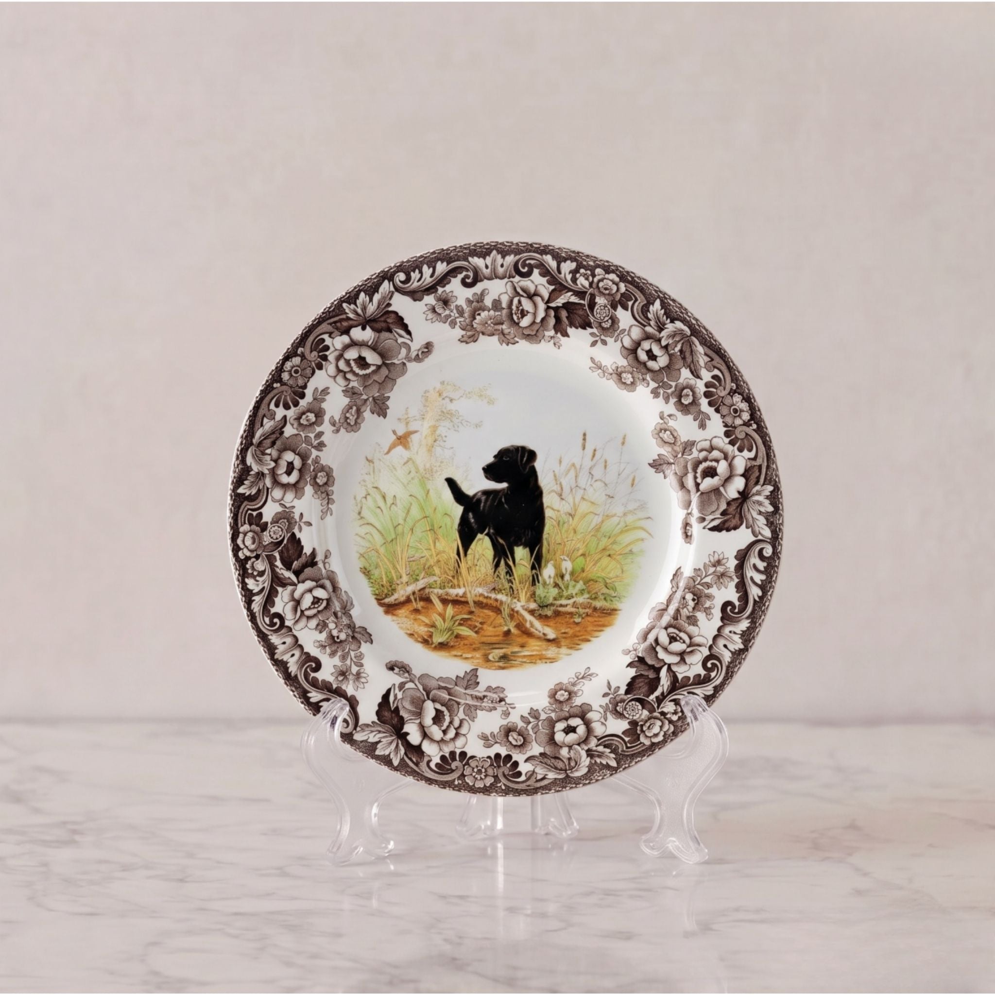 Spode Woodland Plate, Black Lab