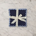 Set of 4 Navy Linen Cocktail Napkins