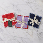 Set of 4 Navy Linen Cocktail Napkins