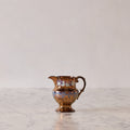 Antique English Lusterware Pitcher, Copper with Blue and Cream Floral Decal