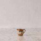 Antique English Lusterware Pitcher, Copper with Hand-Painted Floral Garland