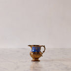 Antique English Lusterware Pitcher, Copper with Royal Blue and Gold Ornament