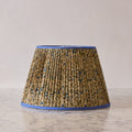 16" Lamp Shade in Hand-Blocked Silk, Denim & Khaki