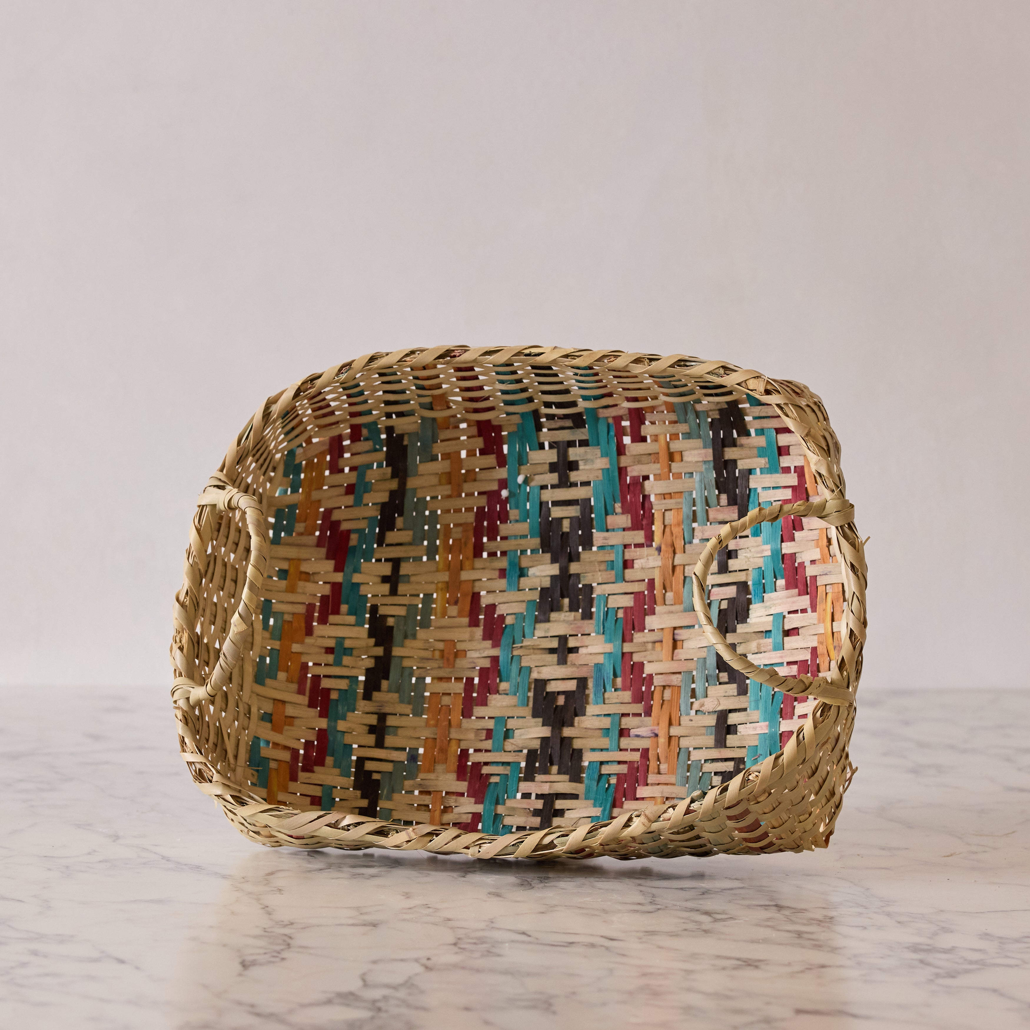 Vintage Mississippi Choctaw Vegetable Basket, Multicolor
