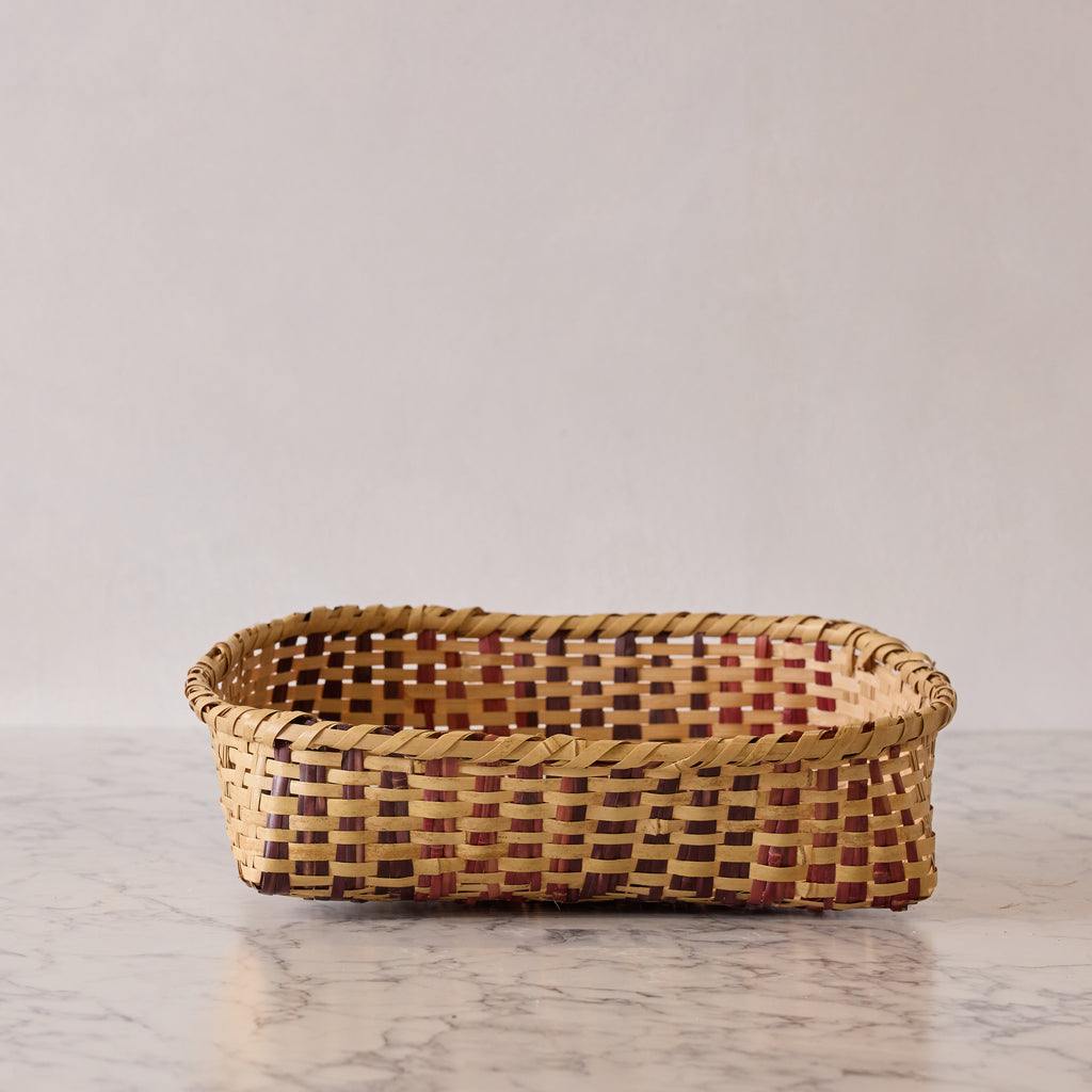 Vintage Mississippi Choctaw Vegetable Basket, Aubergine & Rust