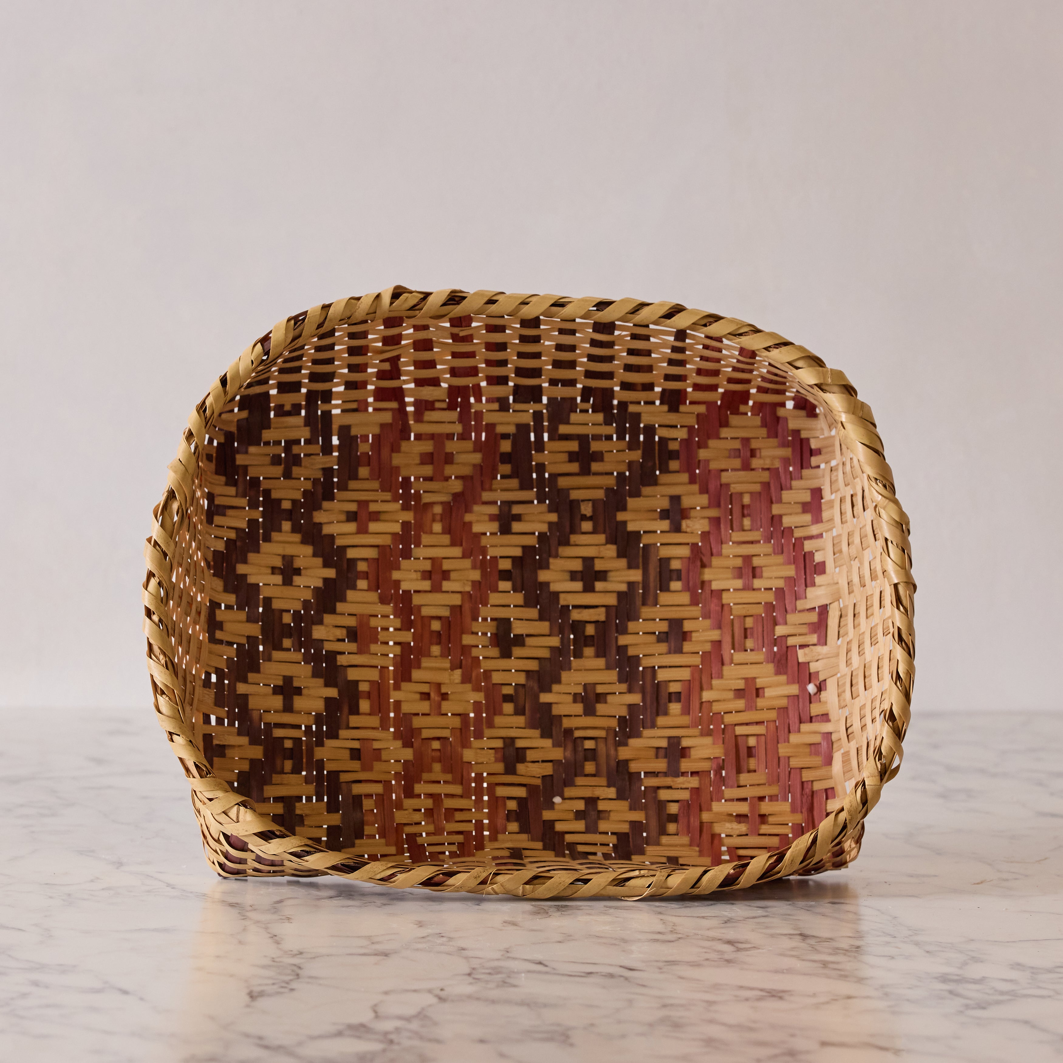 Vintage Mississippi Choctaw Vegetable Basket, Aubergine & Rust