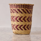 Vintage Mississippi Choctaw Basket, Maroon