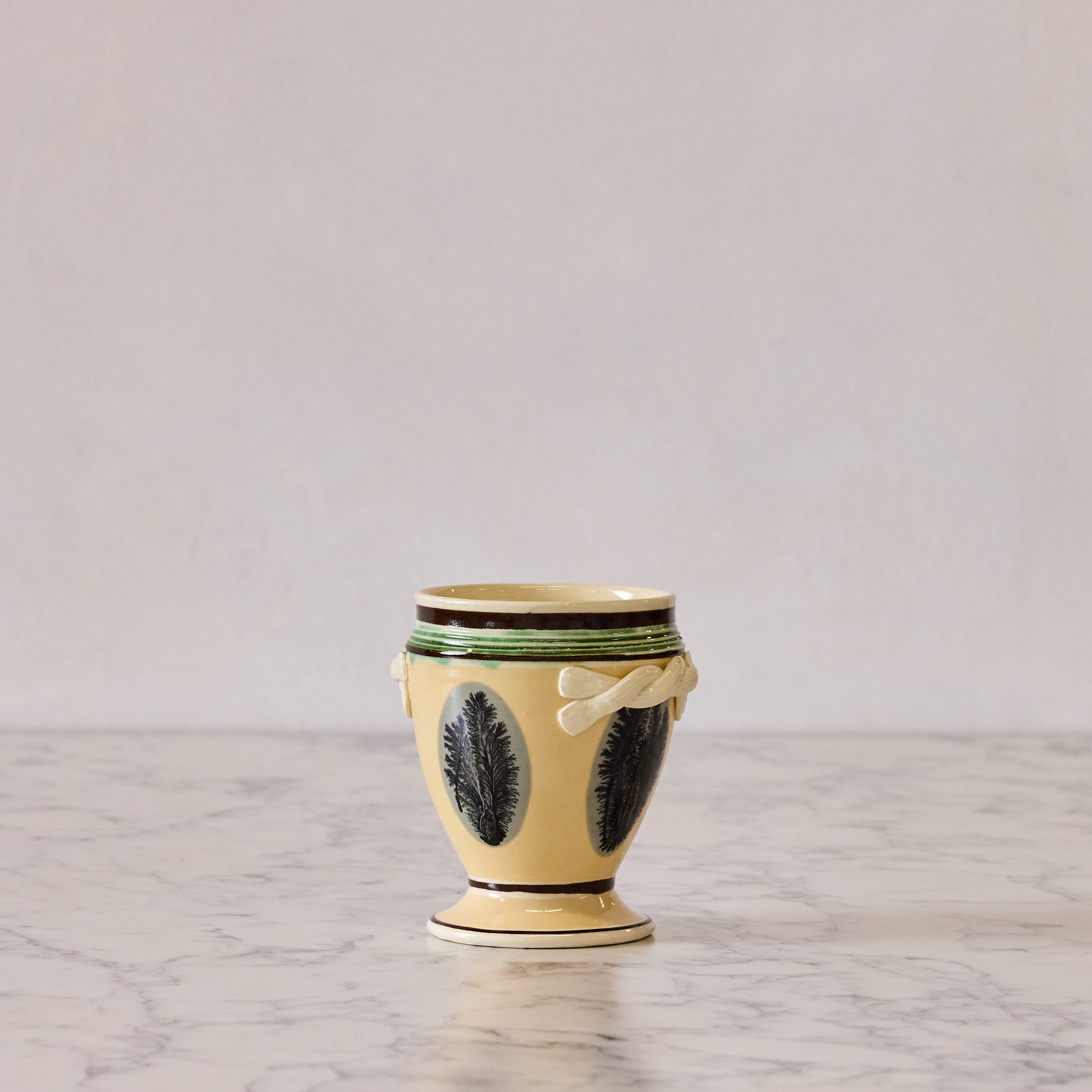 Mochaware Urn Vase, Yellow