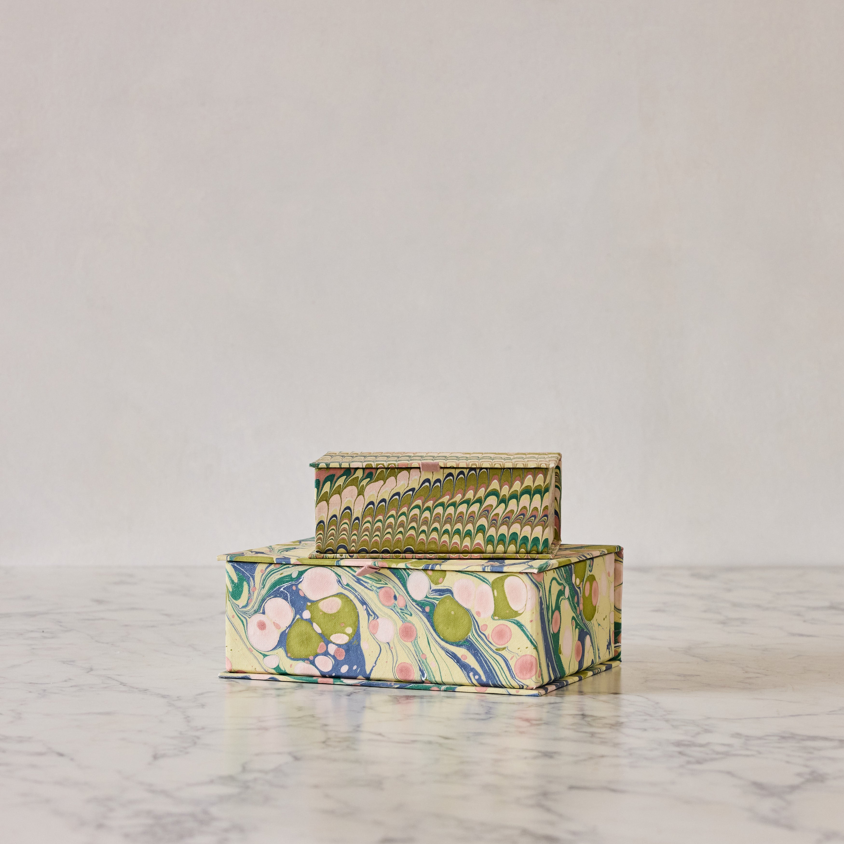 Block-Print Keepsake Box in Moss, Large