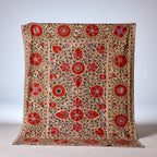 Vintage Uzbeki Suzani, Navy & Red