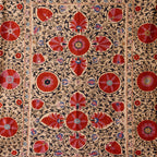 Vintage Uzbeki Suzani, Navy & Red